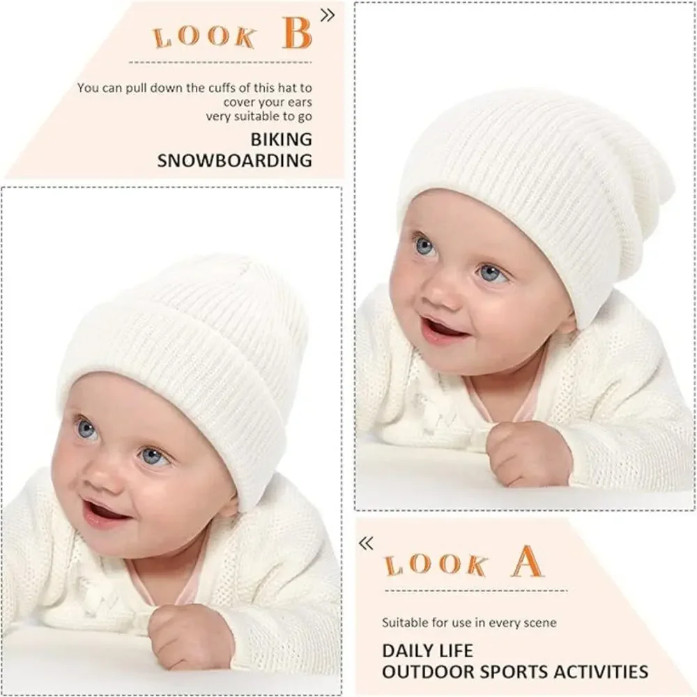 Gray Winter Beanie Knit Toddler Hat Kids Warm Cap